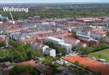 Helle und moderne 2-Zimmer-Wohnung mit Westbalkon in Sendling - Luftaufnahme der Lage